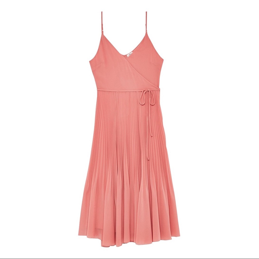 Aritzia Wilfred Beaune Pleated Wrap Midi Dress